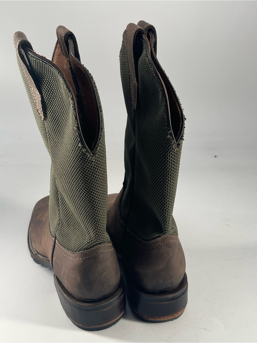 Circle G Olive Green Mesh and Brown Leather Cowboy Work Boots